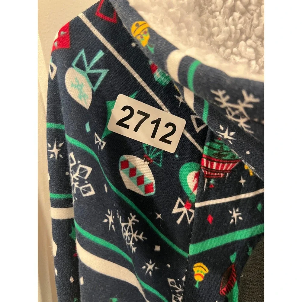 Disney Adult One Piece Pajamas Mickey Mouse Holiday Fair Isle Navy Blue Size S